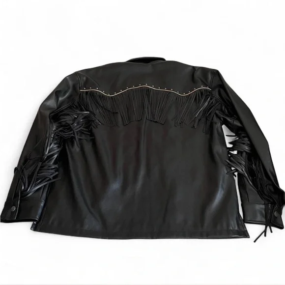 Forever 21 Oversized Fringe Studded Faux Leather Jacket ✨ - Picture 3 of 9